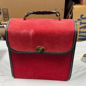 COLUMBIA RED CORDUROY 45 RPM VINYL RECORD CASE RETRO 1960'S